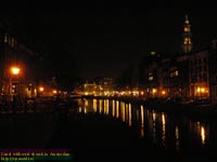 アンネの日記に出てくる西教会と運河の夜　撮影場所：アムステルダム、オランダ